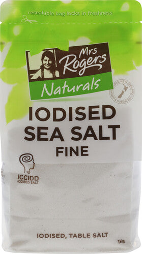 Mrs Rogers Iodised Sea Salt Fine 1kg Bag