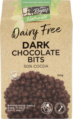 Mrs Rogers Naturals Dairy Free Dark Chocolate Bits 150g