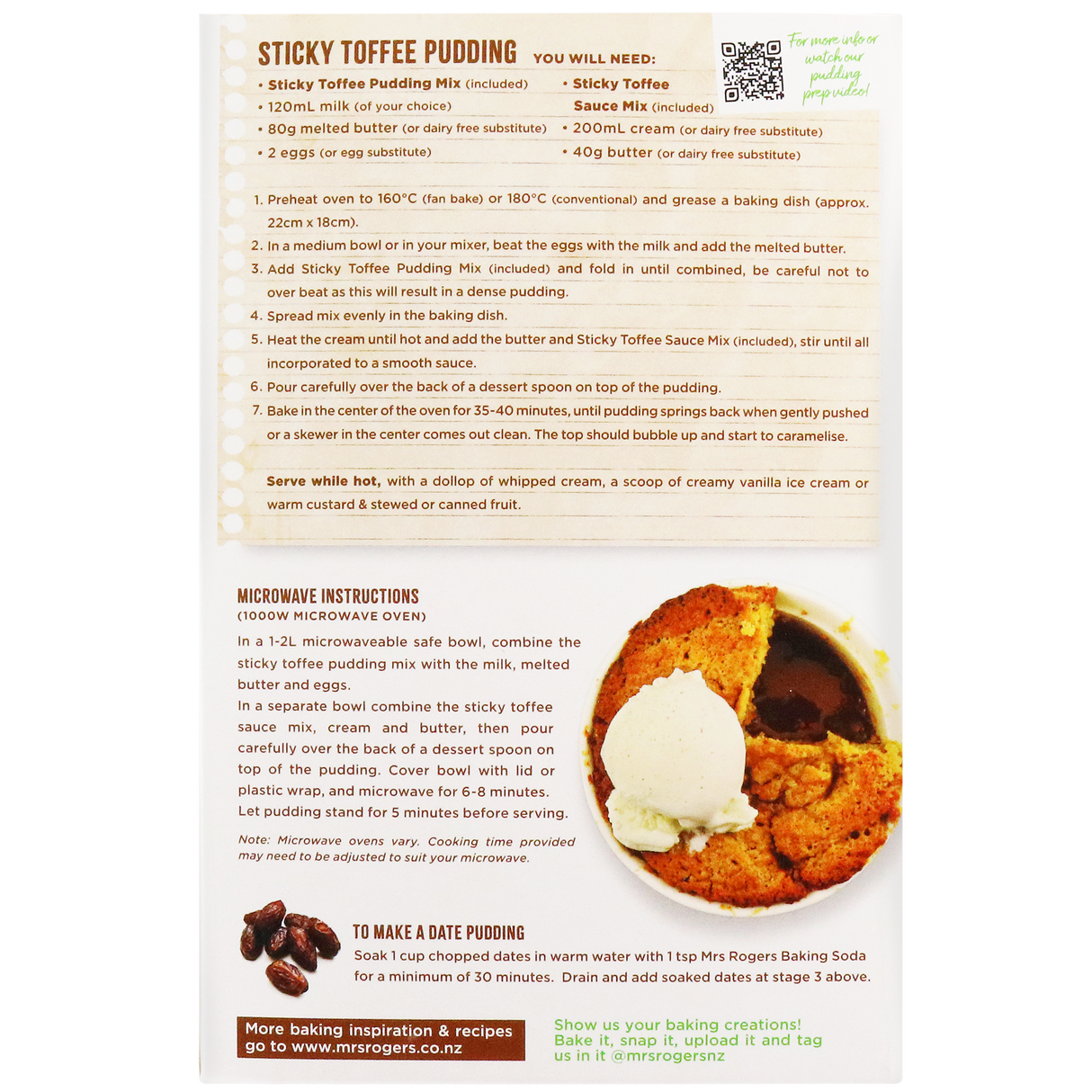Mrs Rogers Sticky Toffee Self Saucing Pudding Mix 450g