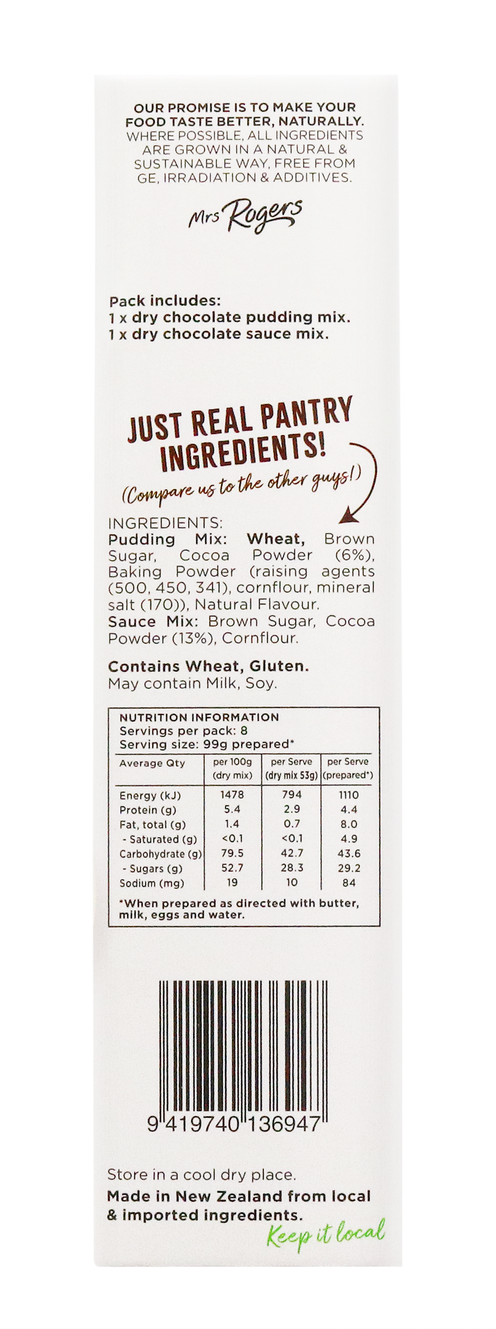 Mrs Rogers Chocolate Self Saucing Pudding Mix 430g
