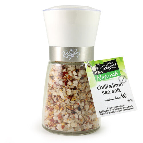 Mrs Rogers Naturals Medium Chilli & Lime Sea Salt Grinder 155g