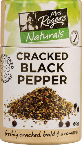 Mrs Rogers Naturals Cracked Black Pepper Canister 60g