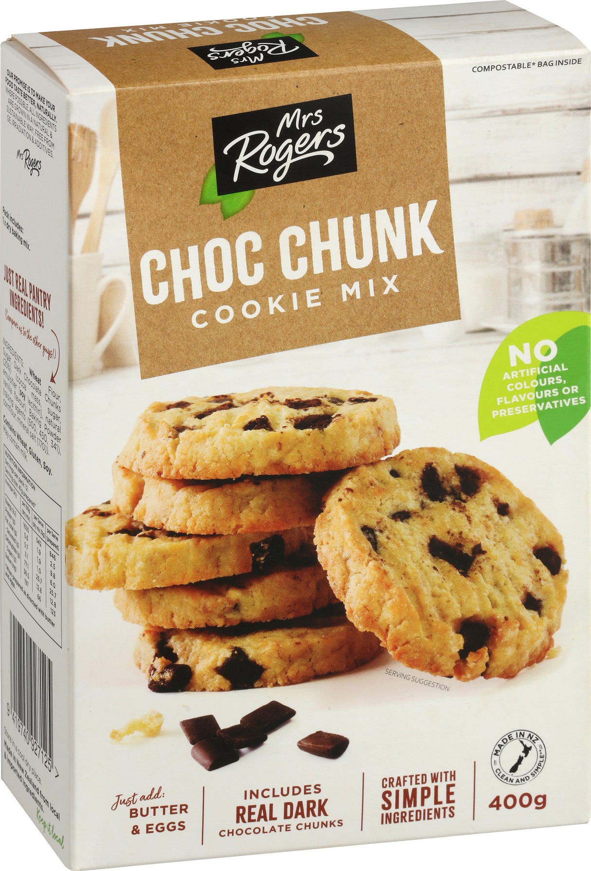 Mrs Rogers Bases Choc Chunk Cookie Baking Mix 400g