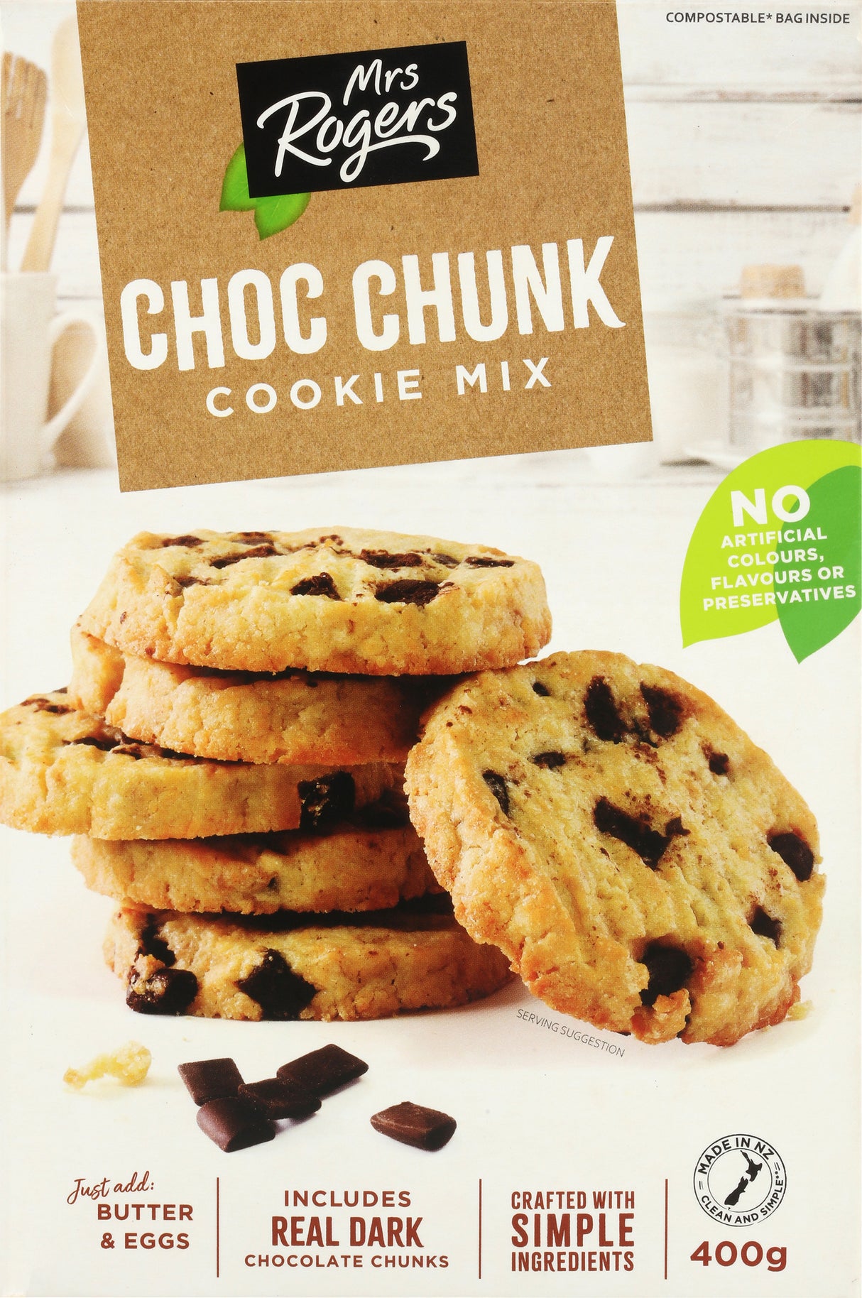 Mrs Rogers Bases Choc Chunk Cookie Baking Mix 400g