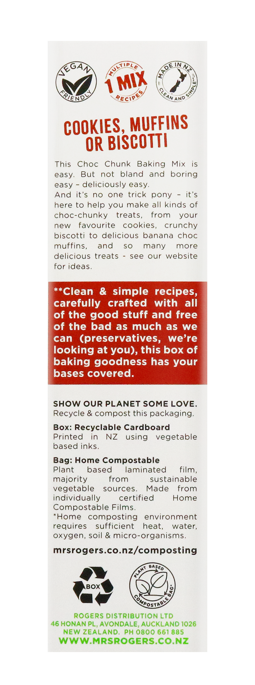 Mrs Rogers Bases Choc Chunk Cookie Baking Mix 400g