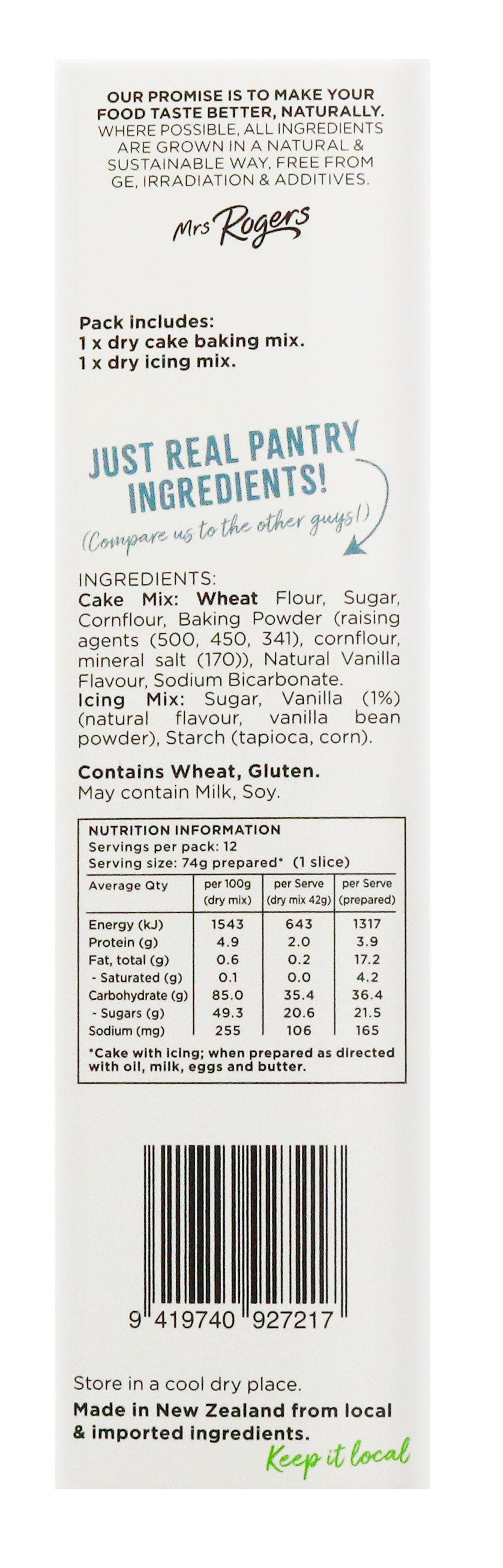 Mrs Rogers Vanilla Cake Baking Mix 500g