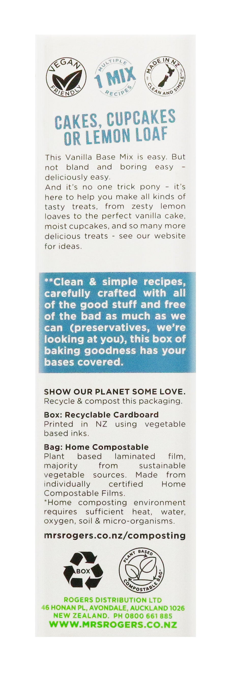 Mrs Rogers Vanilla Cake Baking Mix 500g