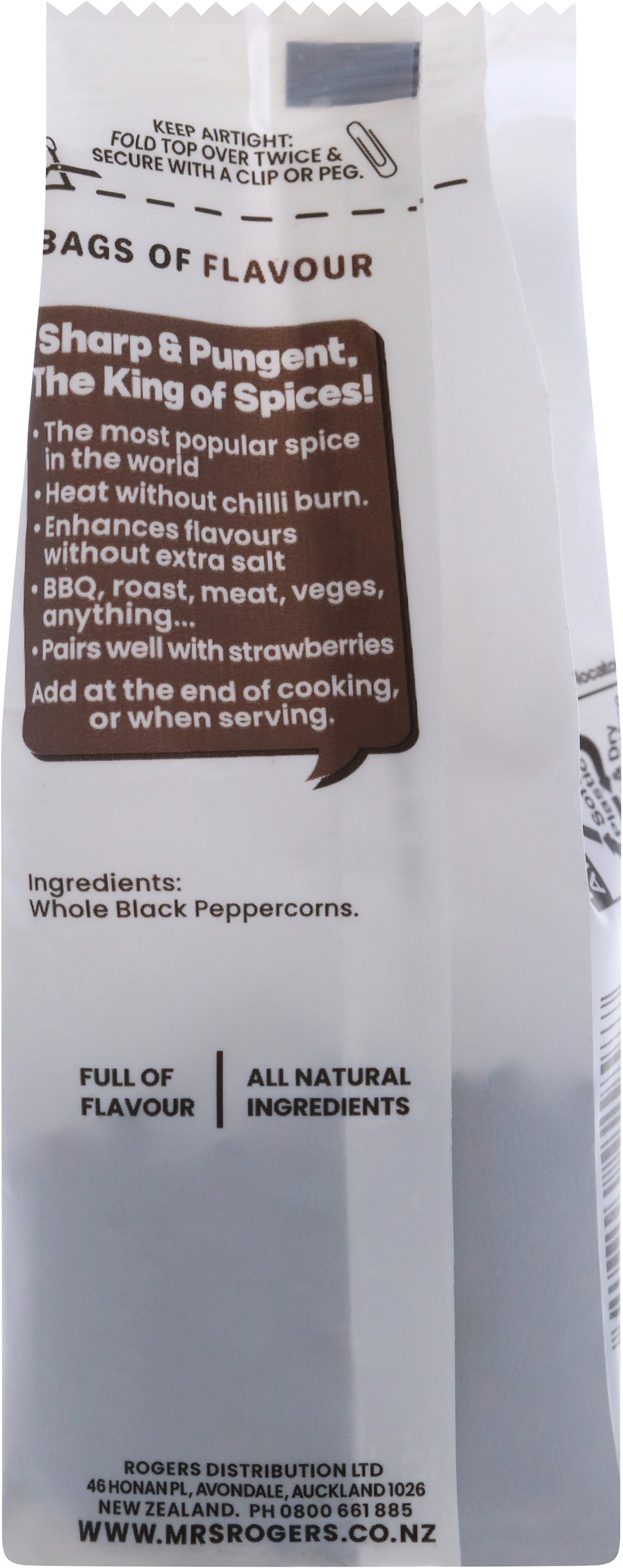 Mrs Rogers Bags of Flavour Black Peppercorns 35g
