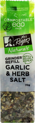Mrs Rogers Naturals Grinder Refill Garlic & Herb Salt 70g