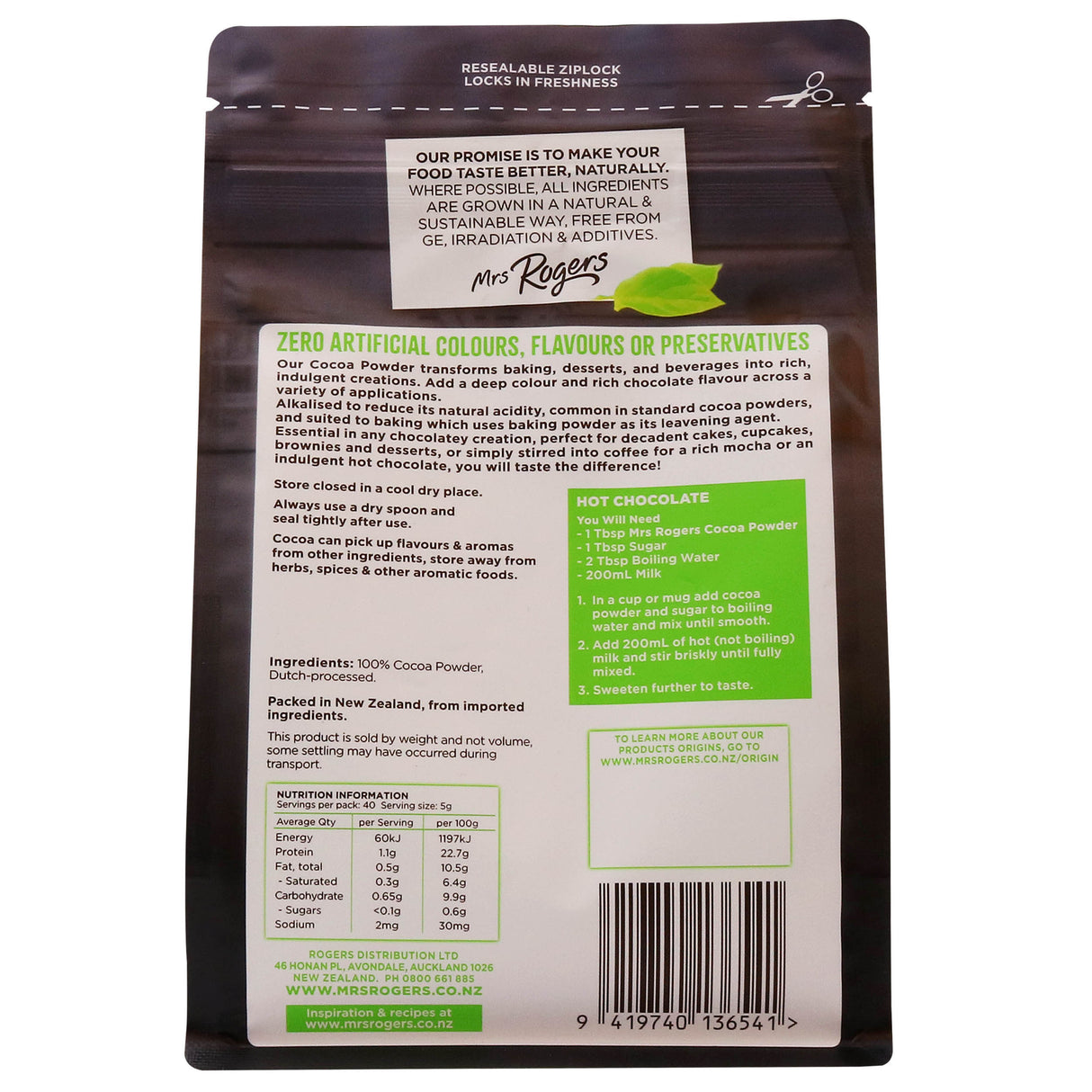 Mrs Rogers Cocoa Powder 200g