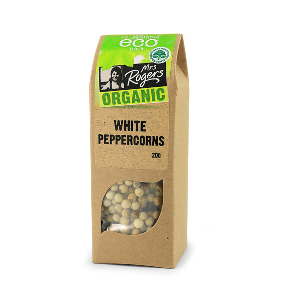 Mrs Rogers ECO Organic White Peppercorns 20g