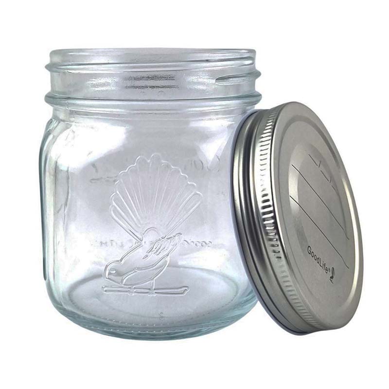 GoodLife 500ml Glass Preserving Jars with Pop Top Screw on Lid - Pack of 6