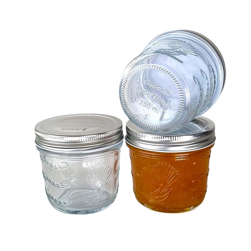 GoodLife 250ml Glass Tapered Preserving Jars with Pop Top Screw on Lid - Pack of 6