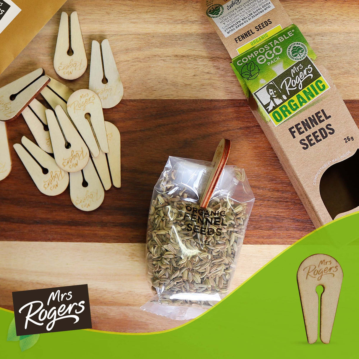 Mrs Rogers Wooden Clips - 12 pack