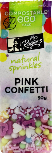 Mrs Rogers Natural  Pink Confetti Sprinkles 50g
