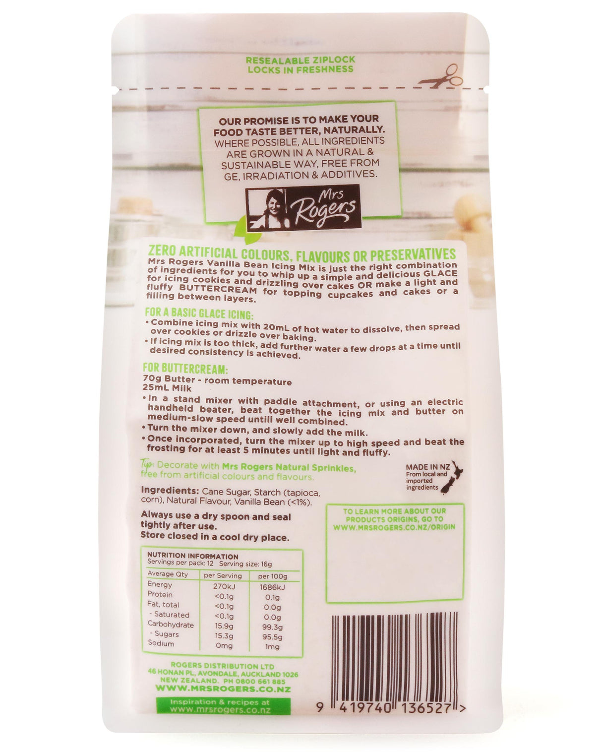 Mrs Rogers Vanilla Bean Icing Mix 200g