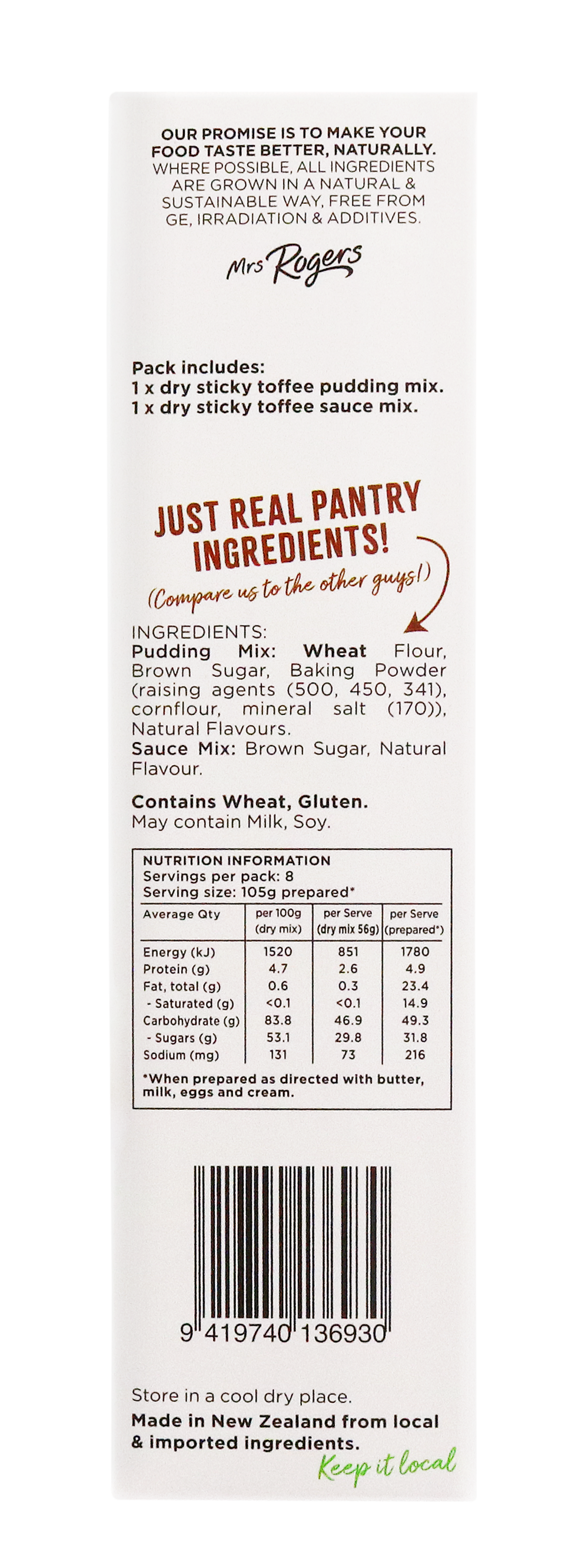 Mrs Rogers Sticky Toffee Self Saucing Pudding Mix 450g