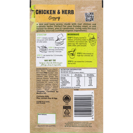 Mrs Rogers Organic Chicken & Herb Gravy Mix 33g