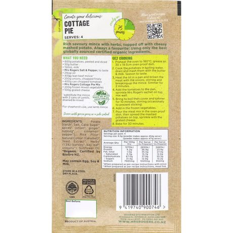Mrs Rogers Organic Recipe Base Cottage Pie 34g