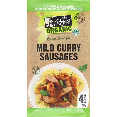 Mrs Rogers Organic Recipe Base Mild Curry Sausages 30g