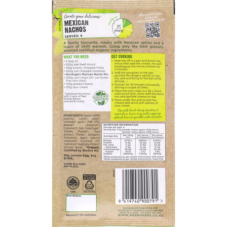 Mrs Rogers Organic Recipe Base Mexican Nachos 30g