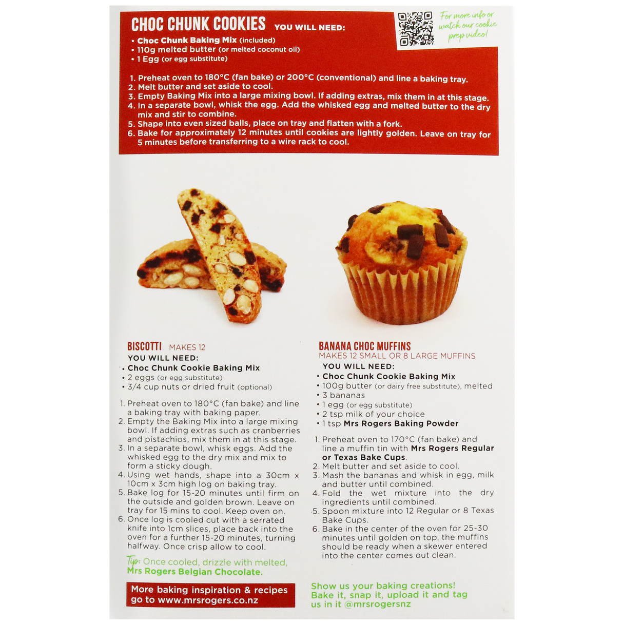 Mrs Rogers Bases Choc Chunk Cookie Baking Mix 400g