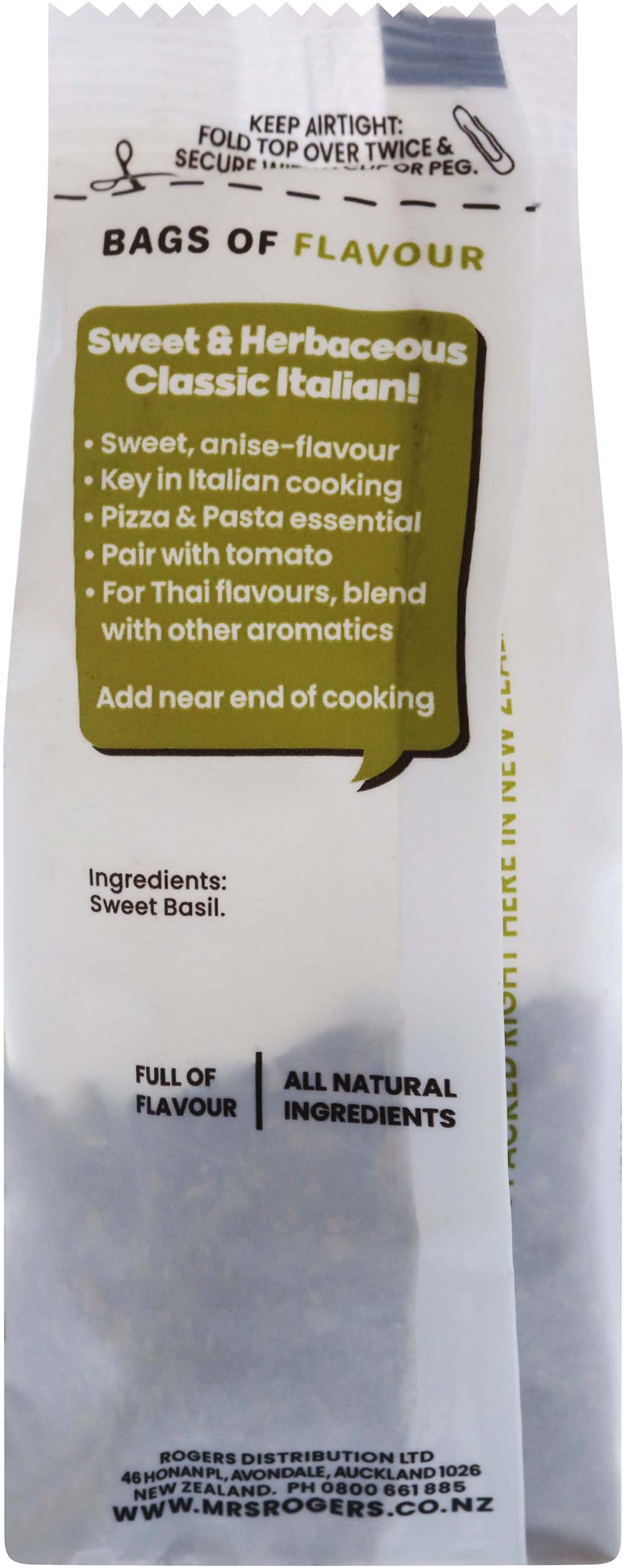 Mrs Rogers Bags Of Flavour Basil 10g