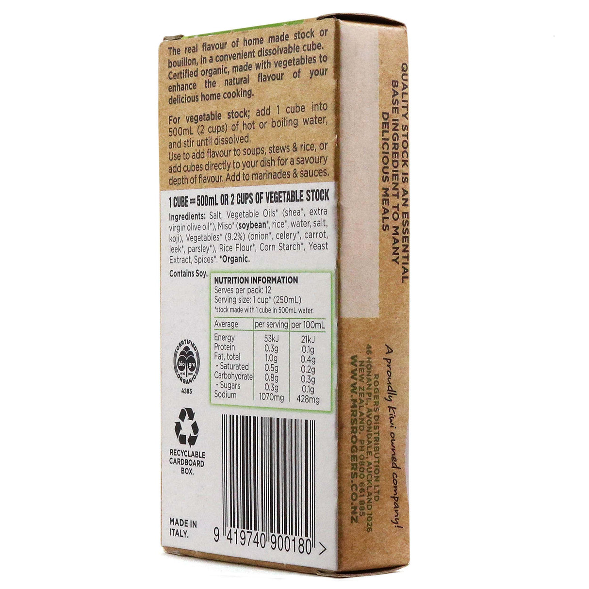 Mrs Rogers Organic Vege Stock Cubes 66g