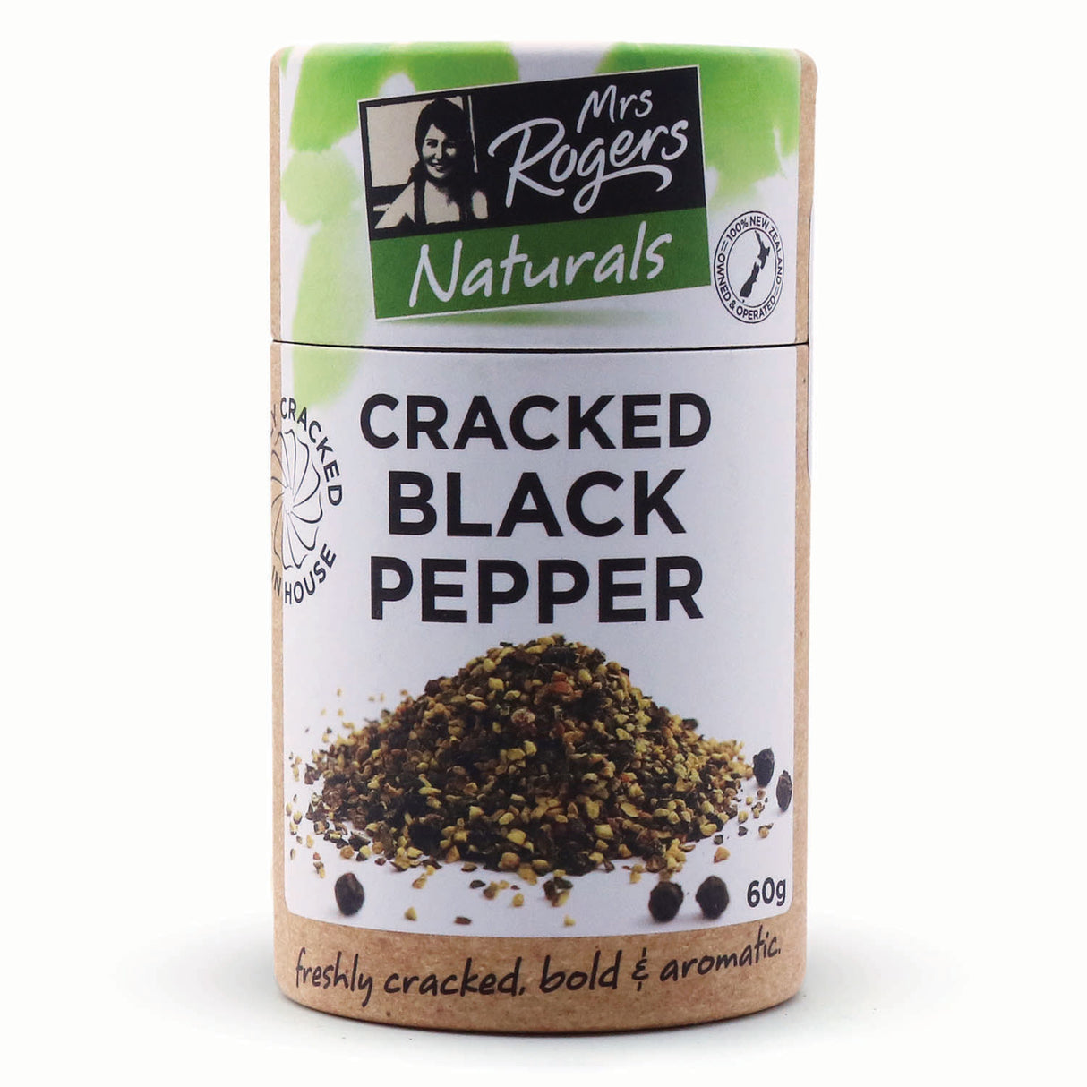 Mrs Rogers Naturals Cracked Black  Pepper Canister 60g