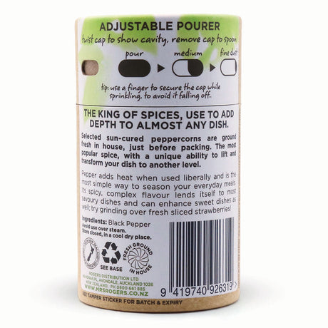 Mrs Rogers Naturals Ground Black Pepper Canister 60g