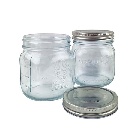 GoodLife 500ml Glass Preserving Jars with Pop Top Screw on Lid - Pack of 6